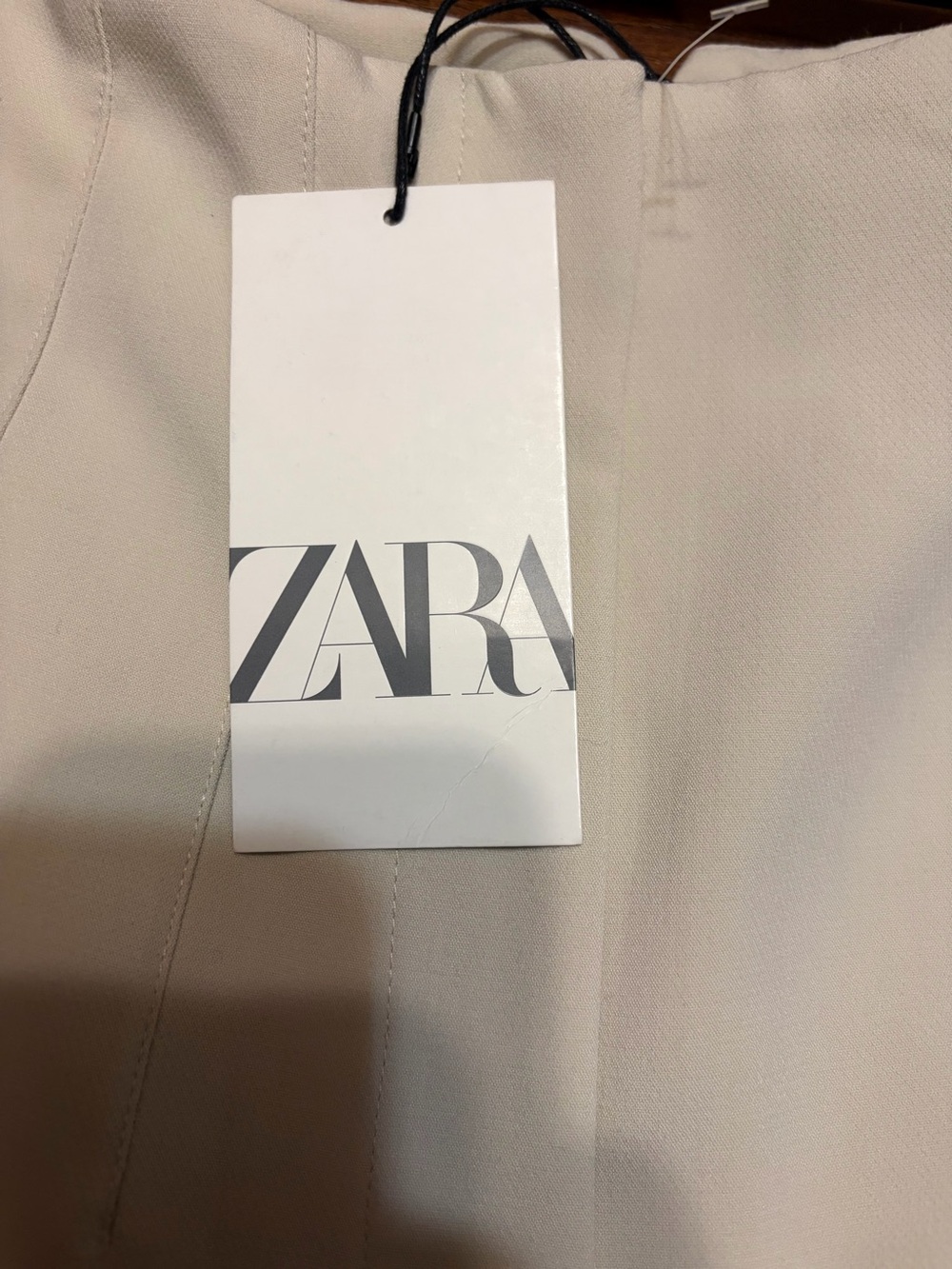 Zara High Waisted Tailored Trousers Ecru Cream Straight Leg Size M - Picture 7 of 8
